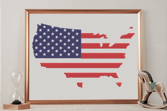 American Flag Map, USA, 4th of July