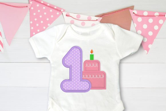 First Birthday 1 with Cake Applique