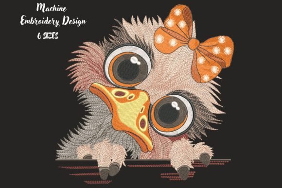 Funny Bird Girl Crazy Ostrich on Black